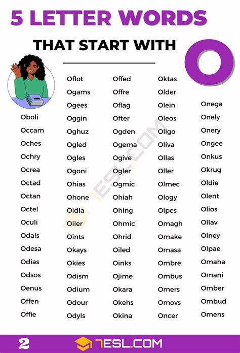 430+ Common 5 Letter Words Starting with O in English • 7ESL