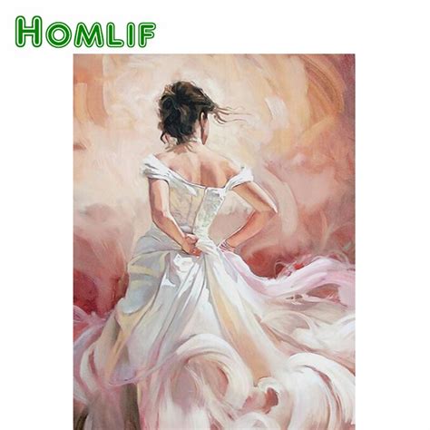 Homlif Ballet Dancing Girl Full Square Round 5d Diy Diamond Painting