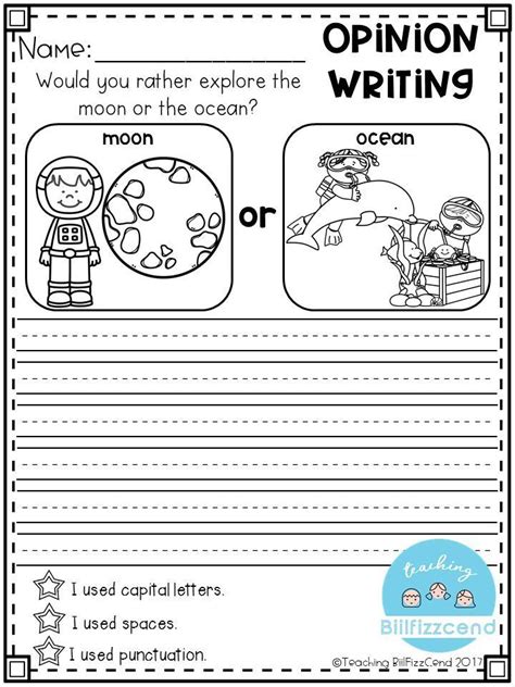 Free Writing Prompts Opinion Writing And Picture Prompts First Grade