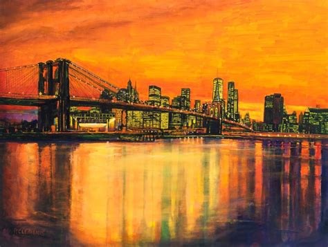 Brooklyn Bridge Sunset X Large By Patricia Clements Art2arts