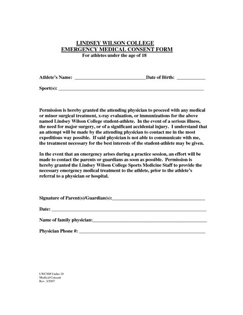 Medical Consent Form For Minors Free Printable Documents