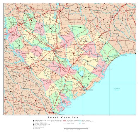 Laminated Map Large Detailed Administrative Map Of South