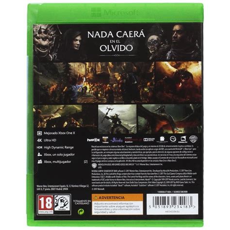 La Tierra Media Sombras De Guerra Xbox One Videojuego FÍsico Xboxone