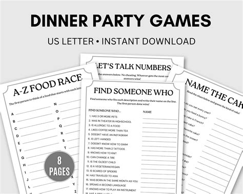 Dinner Party Games Printable Icebreaker Questions Adult Party Games
