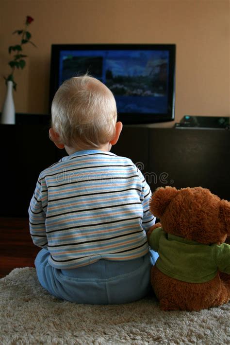 Baby Girl Watching Tv Stock Photo Image Of Programme 17019734