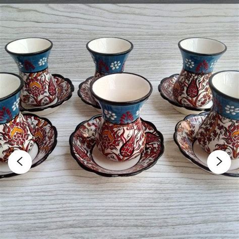 Turkish Tea Cup Set Ceramics Coffee Mug Set Tea Cup Set Etsy In