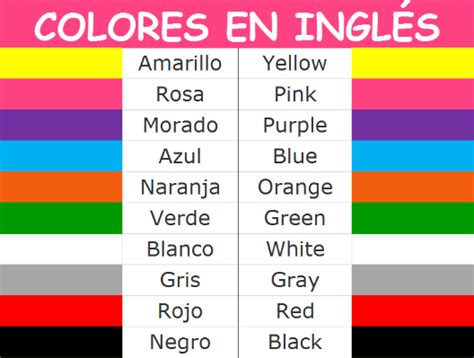 Colores En Inglés Tabla Completa De Colores En Inglés Y Español