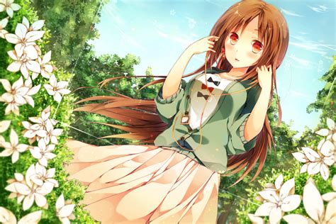 Looking for the best wallpapers? flowers, Anime Girls, Brunette, Original Characters Wallpapers HD / Desktop and Mobile Backgrounds