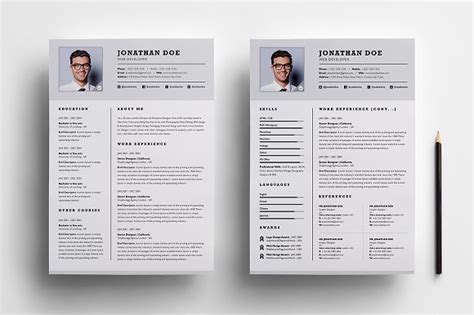 A modern cv format that is optimized for your unique situation. Professional two page resume set ~ Resume Templates ~ Creative Market