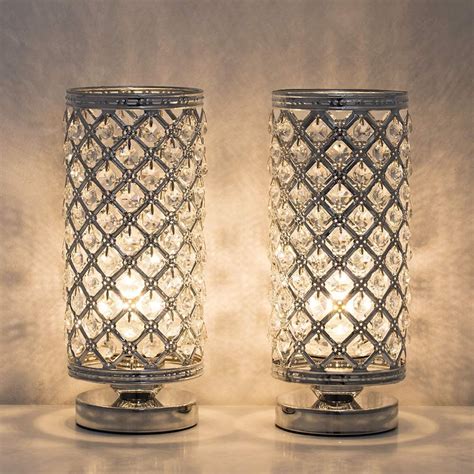 Crystal Table Lamps Set Of 2 With Clear Crystal Lamp Shade Silver