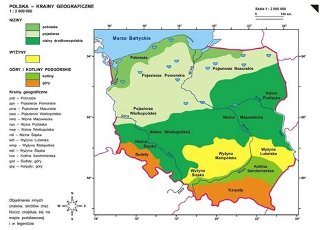 na konturowej mapie Polski zaznacz pas kotlin pas pojezierzy rysy wyżyny ślaskie pobrzeże