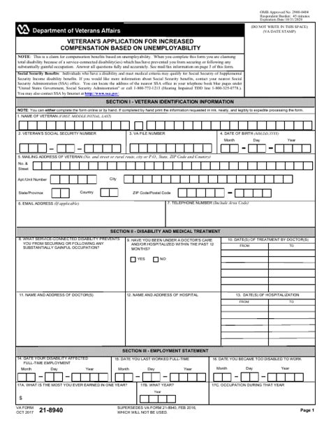 Va Form 21 8940 Fill Out Sign Online And Download Fillable Pdf