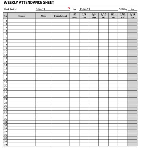 Attendance Sheet Templates The Spreadsheet Page
