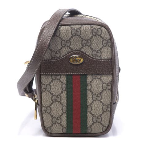 Gucci Gg Supreme Monogram Web Mini Ophidia Double Zip Crossbody Bag
