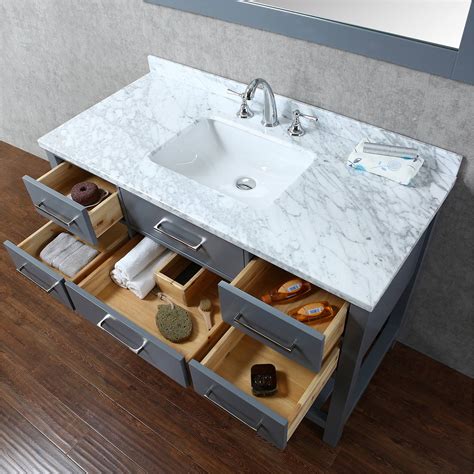 Buy Antonia 48 Inch Solid Wood Single Bathroom Vanity in Charcoal Grey