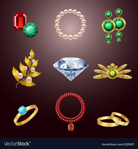 Jewelry Realistic Icons Royalty Free Vector Image