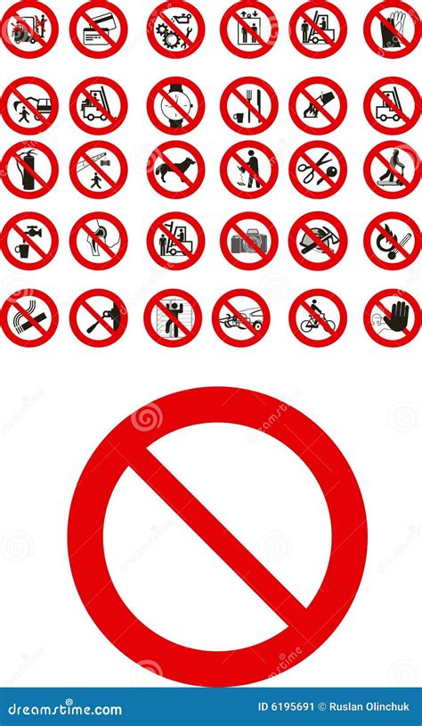 Prohibited Signs Line Icon Set Forbidden Symbols Vector Illustration
