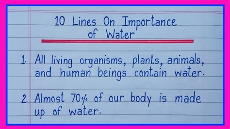 10 Lines On Importance Of Water Importance Of Water Essay 10 Lines Save Water Essay In English