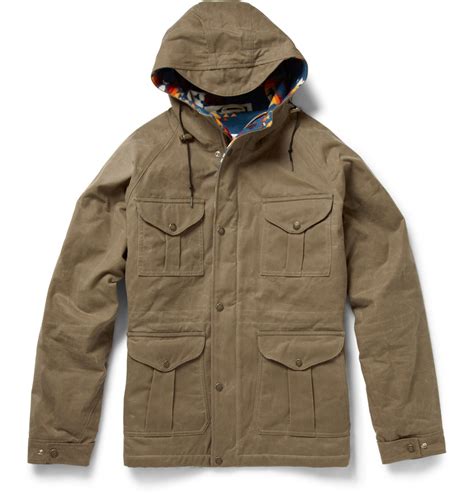 Filson Waxed Cotton Padded Jacket In Brown For Men Lyst