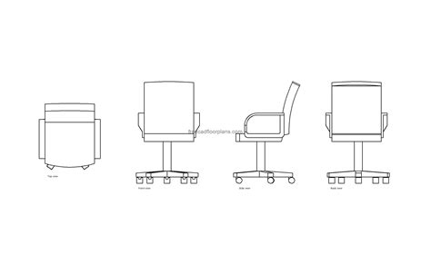 Office Chair Autocad Block All 2d Views Free Cad Floor Plans