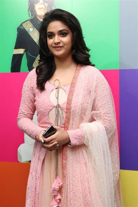 Keerthi Suresh In Pink Dress At Silicon Live Art Museum Launch Pink Designer Dresses Indian