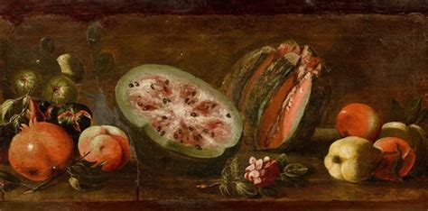 Roman School 17th Century A Fruit Still Life With Watermelon And
