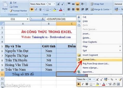 Hướng Dẫn ẩn Công Thức Trong Bảng Tính Excel 2003 2007 2010 2013