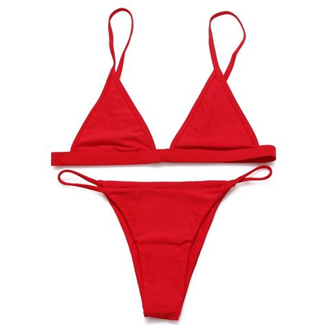 Buy 2017 Women Red No Padding Swimwear Bikini Set