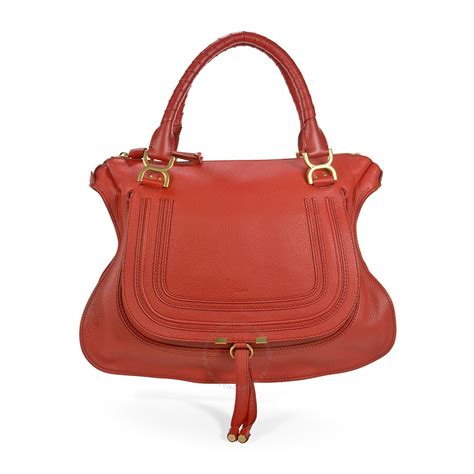 Chloe Marcie Large Leather Handbag Plaid Red 3s0851 161 B5m