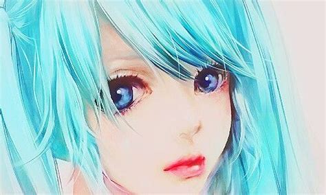 Anime Art Pretty Girl Blue Hair Realism