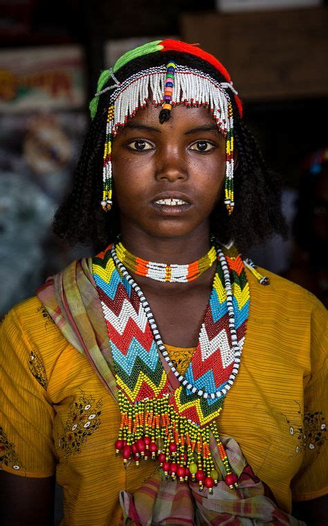 Oromo Beautiful Girl With Colorful Necklaces Near Asebe Teferi
