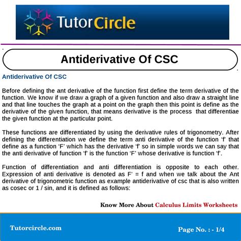 Implicit multiplication (5x = 5*x) is supported. Antiderivative Of CSC by tutorcircle team - Issuu