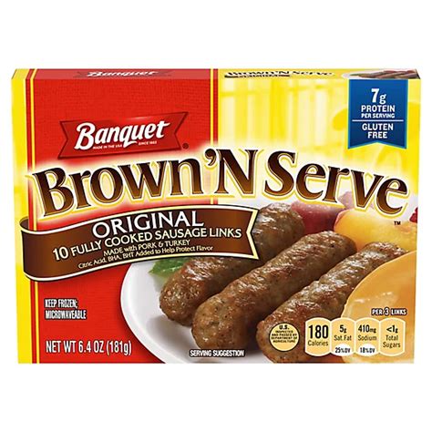 Banquet Brown N Serve Sausage Links Fully Cooked Original 10 Count 6