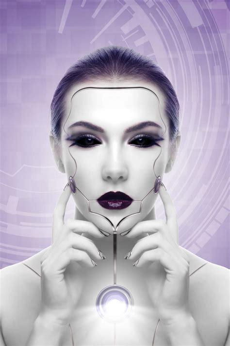 Download Wallpaper 800x1200 Cyborg Robot Girl Face Futurism Iphone