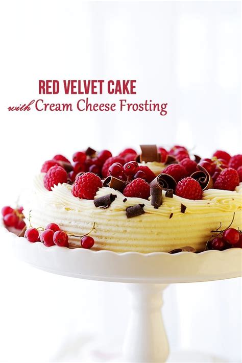 Spread a thin layer of cream cheese frosting over top and sides of cake to seal in. Red Velvet Cake with Cream Cheese Frosting Recipe | Diethood