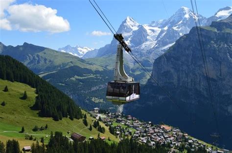 View Of Lauterbrunnen Valley On The Way Up To Murren On The Cable Car