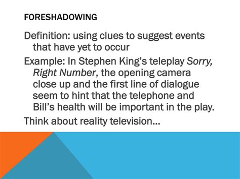 A short part of a film, story, or play that goes back to events in the past: PPT - Introduction to Short Stories Literary Terms English ...