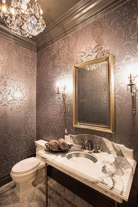 Many of our wallpapers are washable, which means that the paper surface is splash proof and, therefore, will repel a. 20 Gorgeous Wallpaper Ideas for Your Powder Room | Luxury ...