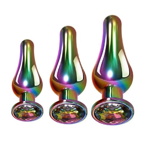 rainbow metal small large set heavy anal beads butt plug jewelry anus stimulator sex toy for men