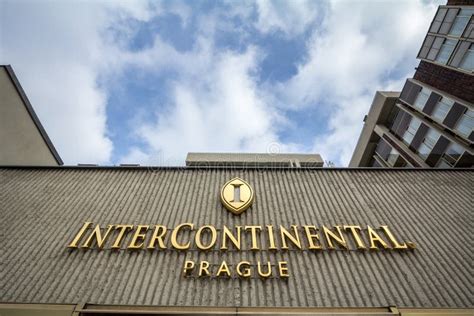 Intercontinental Logo On Their Main Hotel In Prague Intercontinental