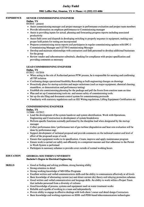 Application this standard applies to railcorp substations, 1500 v sectioning huts and the commissioning of the following. Bms Commissioning Engineer Resume - BEST RESUME EXAMPLES