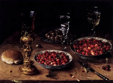 Still Life With Cherries And Strawberries In China Bowls 1608 Osias