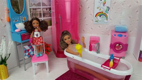 Barbie Chelsea Morning Bedroom Bathroom Routine Unpack New Barbie Doll Set Youtube