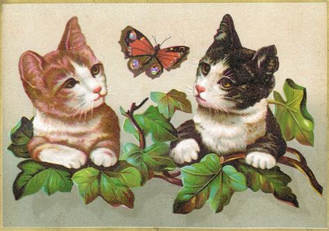 Antique Images Vintage Victorian Die Cut 2 Clip Art Of Cats From