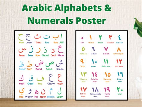 Arabic Alphabet And Numeral Poster Printable Digital Download Etsy Arabic Alphabet Learning