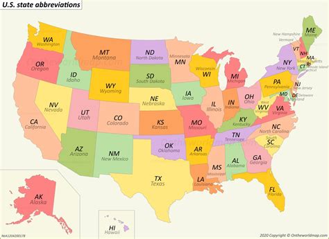 Us State Abbreviations Map