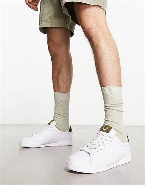 Fred Perry B722 Leather Trainers In White Asos