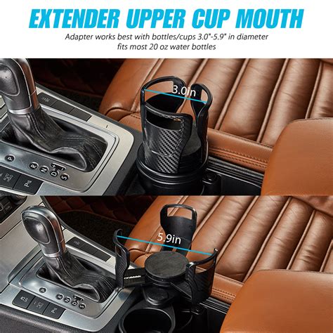2 In1 Universal Car Cup Holder Extender Upper Cup Mount 360° Rotating