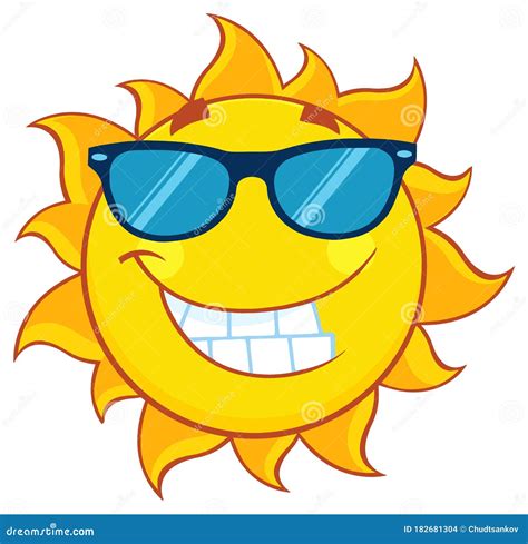 Caricatura De Caricatura De Sol De Verano Sonriente Con Gafas De Sol