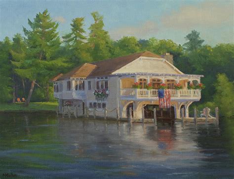 The Boathouse Bed And Breakfast On Lake George Ny Painting By Marianne